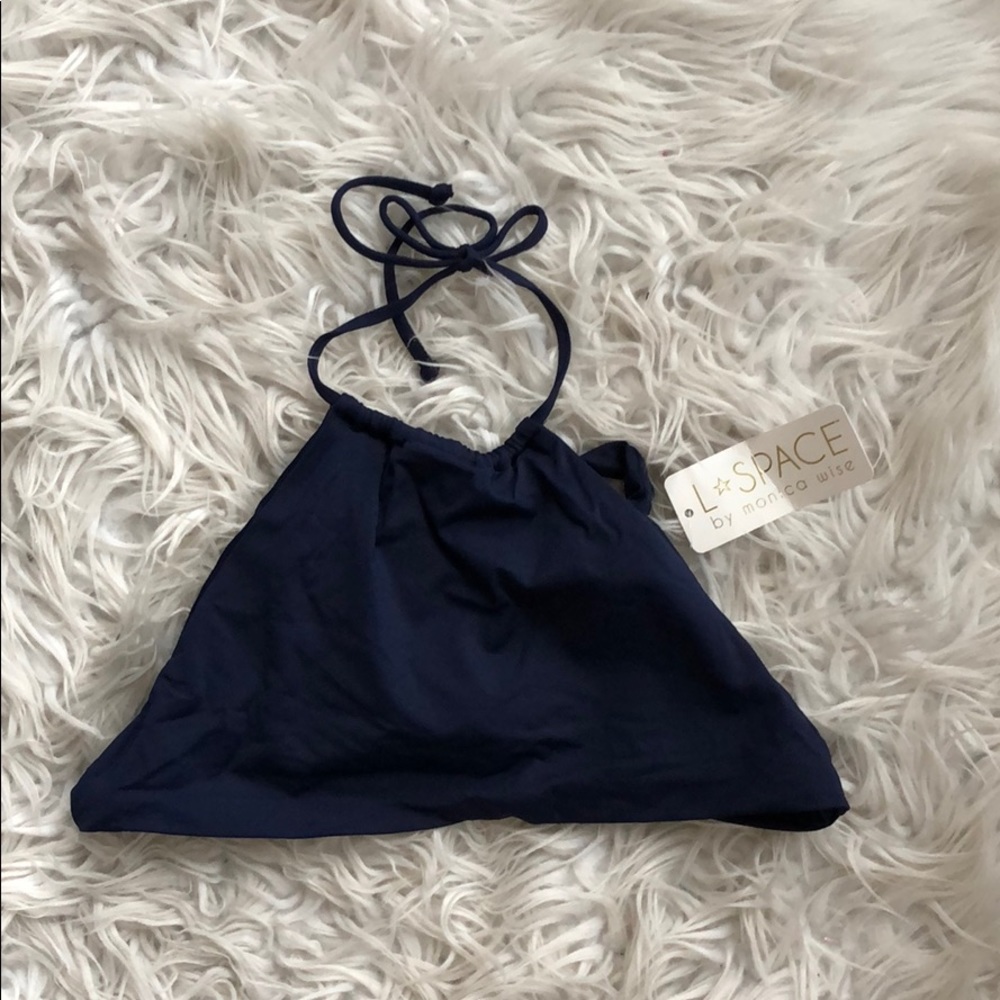 NEW • L*Space • Lizzie Wrap Bikini Top Navy Blue - Picture 5 of 6